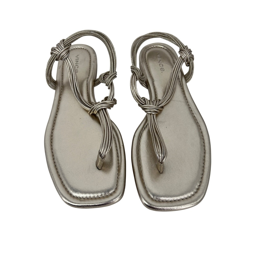 Vince Deja T-Strap slingback sandals knotted gold size 6.5 womens
